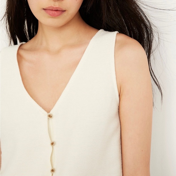 Madewell - Texture & Thread Button-Front Tie Tank Top / Size XL - Picture 4 of 5